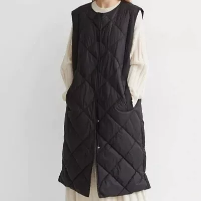 H&M Black Long Quilted Vest Size Large • $33