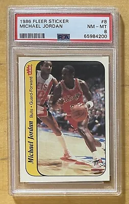 Michael Jordan RC 1986-87 Fleer Sticker #8 PSA 8 NM-MT  Chicago Bulls • $1245.73
