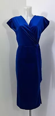 Ladies New Ex George  Blue Velvet Midi Dress Size 8 10 12 16 18 20 24 • £16.95