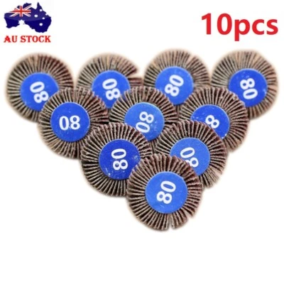 $12.88 • Buy 10 X Sanding Sandpaper Flap Wheel Disc 80# Grit For Dremel Shank Rotary Tools