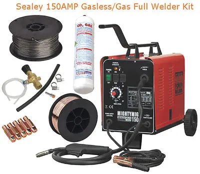 SEALEY 150AMP Gas/Gasless Mig Welder FULL KIT With CO2Flux & Steel Wire5x Tips • £369.95