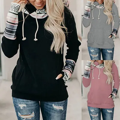 £31.92 • Buy Women's Casual Printed Stitching Thick Pocket Hooded Sweater Sweatshirt Jacket