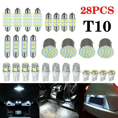 $9.49 • Buy 28pcs Car Interior Combo LED Dome Door Trunk Map License Marker Light Bulb White
