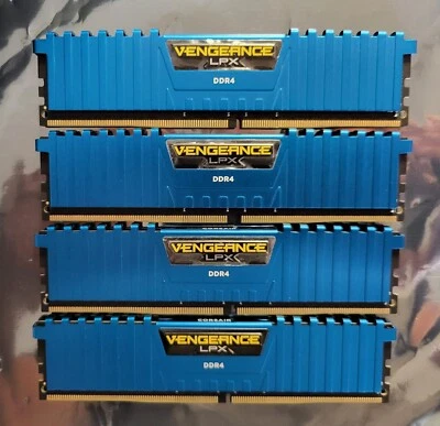 £59.95 • Buy 32gb (4 X 8gb) Corsair Vengeance Lpx Blue 2666mhz Ddr4 Computer Ram Memory