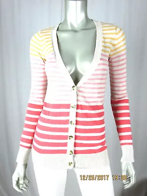 MOSSIMO SUPPLY CO. SZ XS 100% Cotton NWOT 3 Tone Stripe Cardigan V-Neck Sweater • $12.80