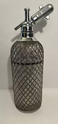 Vintage 1930’s Art Deco Metal Wire Mesh Glass Seltzer Bottle Made In Czechoslova • $79.95