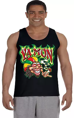 Funny Mens Tank Top Sleeveless Muscle Tee Shirt Ya Mon Rasta Weed Pot 420 • $17.95