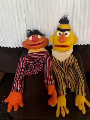 Vintage 1970’s Bert And Ernie Muppet Hand Puppets Sesame Street Vinyl Cloth • $24.50