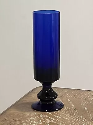 Cobalt Blue Glass Pedestal Beaded Stem Vase Goblet 8.25” Tall • $19.99