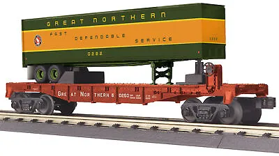MTH Railking O Trains GN Great Northern Flat Car W' 40' Trailer 30-76612 • $54