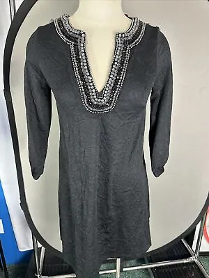 MATERNAL AMERICA Formal Dress Black 3/4 Sleeve Bead Embellished Neckline Size XS • $24.99