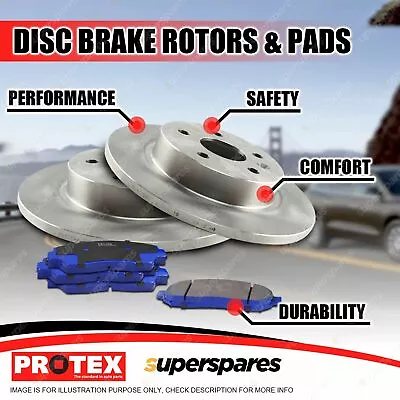 Protex Rear Disc Brake Rotors + Blue Pads For Nissan Pulsar SSS N15 2.0L 1995-on • $174.95