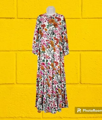 Lollys Laundry Multi Floral Print Maxi Shirt Dress Size M 14-16 BNWT RRP £165 • £29.99