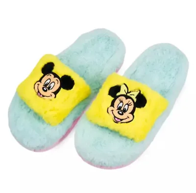 Disney Mickey And Minnie Mouse Fuzzy Slippers For Adults Size 9/10 Large NWT • £27