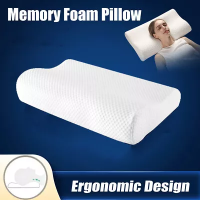 Memory Foam Pillow Contour Neck Back Support Orthopaedic Firm Head Pillows White • £10.99