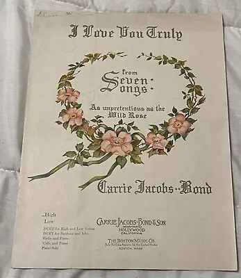 I Love You Truly 1906 Vintage Antique Sheet Music • $4.99