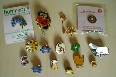 Collection Of 16 Badges Mostly Charity Pin Badges • £5.50