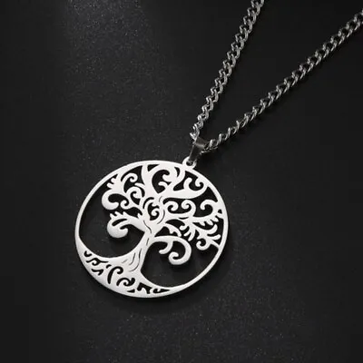 Family Tree Of Life Necklace For Women Men Stainless Steel Necklace Jewelry • $6.99