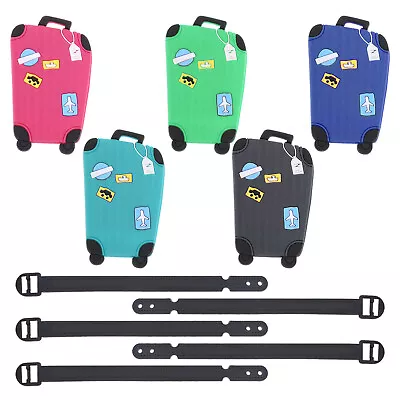 5pcs Silicone Luggage Baggage Tags Labels Name Address ID Travel 5 Colors • £5.29