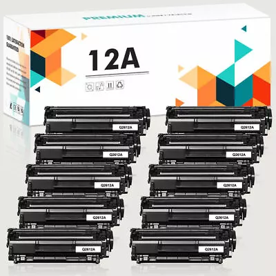 10 Pack Q2612A 12A Toner Cartridges For HP Laser Jet 1020 3030 3050 1012 Printer • $65.85