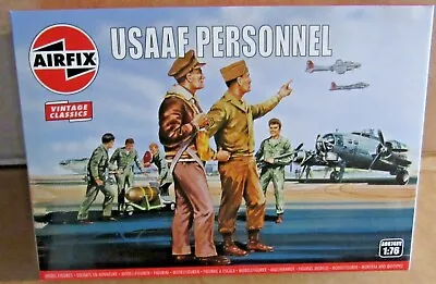 AIRFIX WW2 USAAF PERSONNEL 1:76 SCALE (25mm) MODEL SOLDIERS UNPAINTED PLASTIC • £6