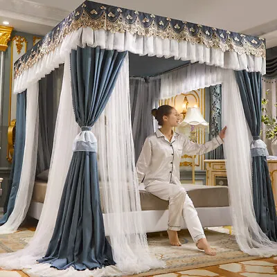 Bed Curtains Light Shading Netting Canopy Double Layers Lace Tubes Mosquito Net • $216.21