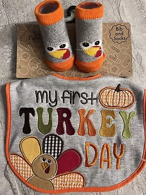 Adorable Baby’s FIRST THANKSGIVING Bib And Socks NIP • $9