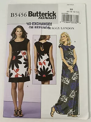 Butterick 5456 Dress Maxi Mumu Maggy London Sewing Pattern 8 10 12 14 Uncut • $5.14