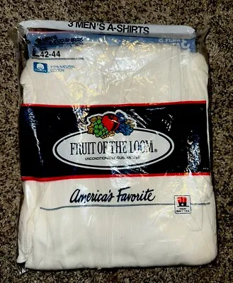 NEW! VTG 3 Pack Fruit Of The Loom 1989 White Athletic Ribbed Tank Top Mens Large • $29.99