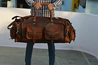 Bag Leather Travel Weekend Gym Men Duffle Luggage Holdall Vintage Genuine 30  • £66