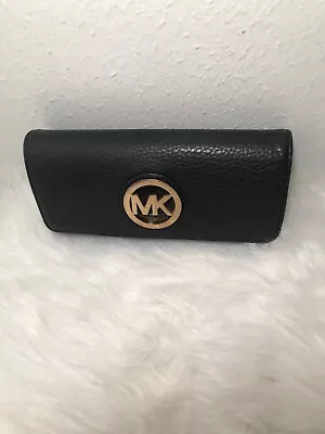 Michael Kors Black Fulton Leather Carryall Large Flap-Over Snap Wallet • $55