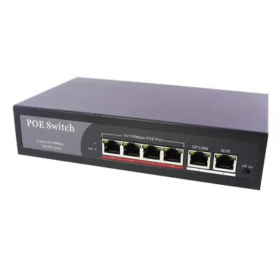 PoE Network Switch 10/100m Power Injector 4 Port + 2 Port Power Over Ethernet • $29.99