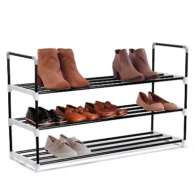 £11.99 • Buy 3 Tier Wide Shoe Rack Storage Shoes Organiser Quick Assembly 15 Pairs Black