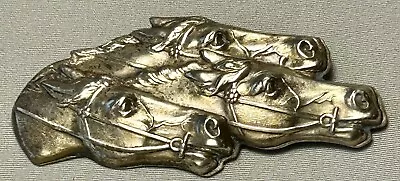 VTG Stamped Brass Horse Racing Pin-back Pin Brooch~2.5” X 1.25”~Equestrian • £9.45