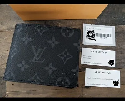 Louis Vuitton Multiple Wallet Monogram Eclipse M61695 Black Men's - Authentic • $500