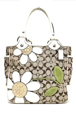 Coach Signature Bleecker Daisy Tote -  F14724 Khaki/White Daisy (RARE) • $79