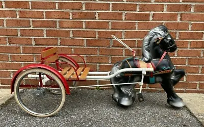 Vintage Antique MOBO Child's Ride On Pedal Toy Horse With Sulky Cart Original • $550