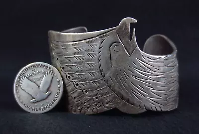 Vintage Navajo Bracelet -Sterling Silver Eagle - 76g=2.7oz • $329