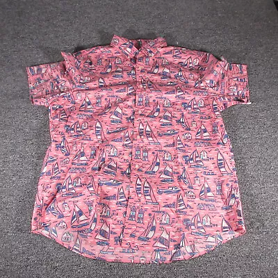 Vineyard Vines Shirt Men Large Pink Sail Boat All Over Print Whale Cotton Preppy • $17.99