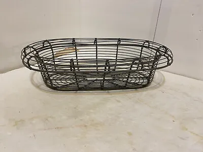 Vintage Metal Wire Egg Basket Primitive  Farmhouse Decor Tabletop 13 1/2 X 8 X 4 • $29.99