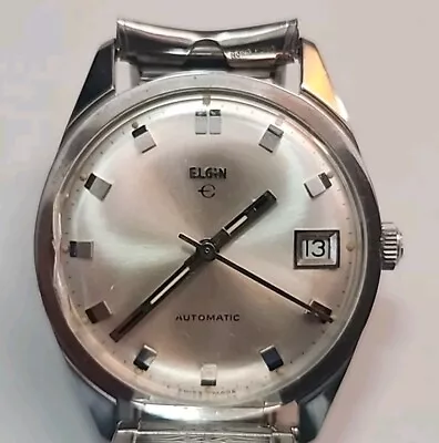 Vintage Elgin Automatic Men's Watch W/date Runs Good (33mm) • $99.99