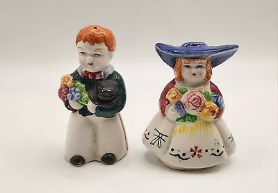 Vintage Dutch Boy & Girl Holding Flowers Salt & Pepper Shakers • $7.95