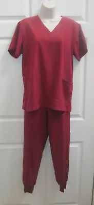 Women Medical Uniform Scrub Set Small Burgundy Nurse Outfit Top & Pants Set • $19.99