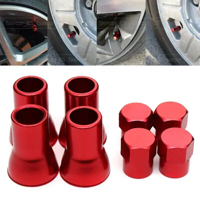 4x Red Exterior Accessories Car Tire Wheel Stem Air Valve Cap & Sleeve Cover Kit • $4.17