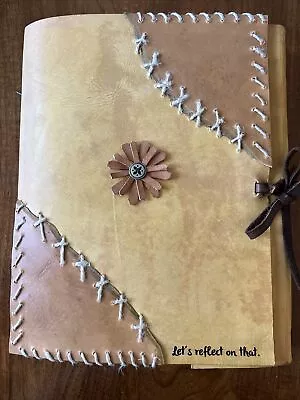 Rustic Mixed Media Genuine Leather Journal Handmade Reflection • $50