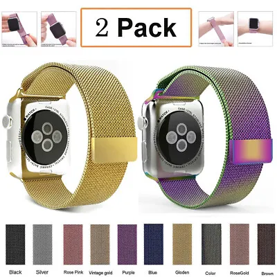 $10.44 • Buy 2Pack Magnetic Milanese Loop Wristwatch Strap For Apple Watch Series 7 SE 6 5 4 