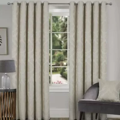 90X90 Damask Pattern A Pair Of Eyelet Lined Jacquard Curtains • £89.99