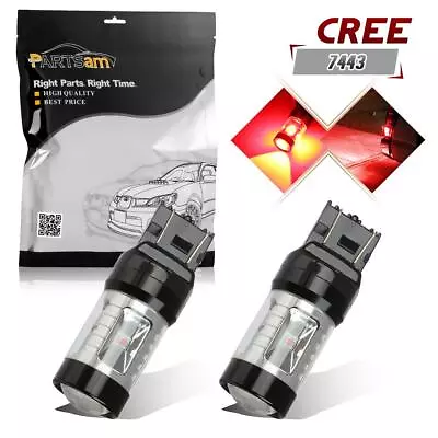 7440 7443 T20 30W Cree LED Red Tail Stop Brake Signal Car Light Bulb Lamps-2 Pcs • $14.66