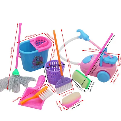 £5.24 • Buy 9Pc/set Kids Cleaning Sweeping Play Set Mop Broom Brush Dustpan Pretend Toys