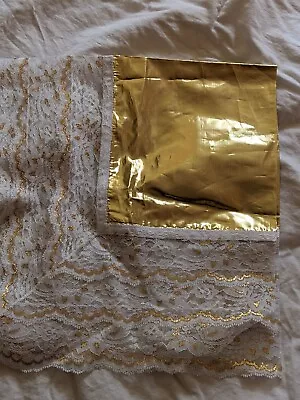 Handmade Golden Church Lap Scarf With Handle Approx 28 X28  • $15